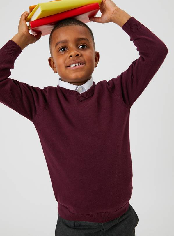 Dark Red V-Neck Jumper 2 Pack - 8 years